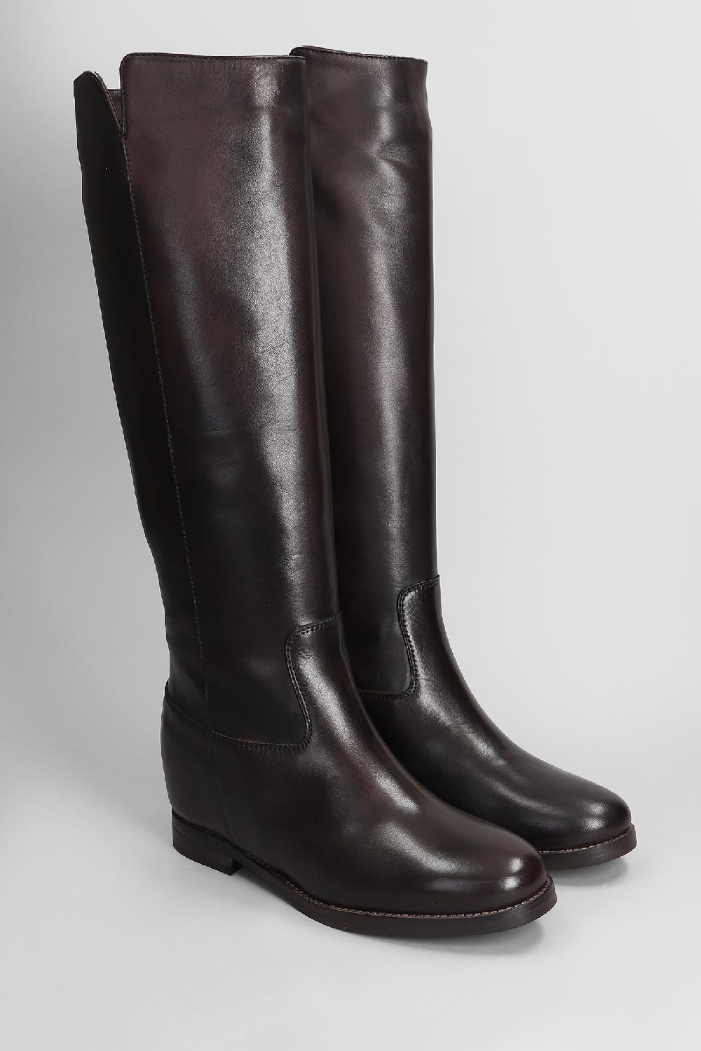 Deliberti Julie Dee Stivali Tacco Basso In Pelle Testa Di Moro Cod. 406765 - Deliberti The Luxury Shopping