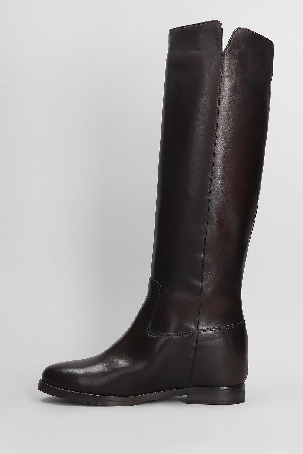 Deliberti Julie Dee Stivali Tacco Basso In Pelle Testa Di Moro Cod. 406765 - Deliberti The Luxury Shopping
