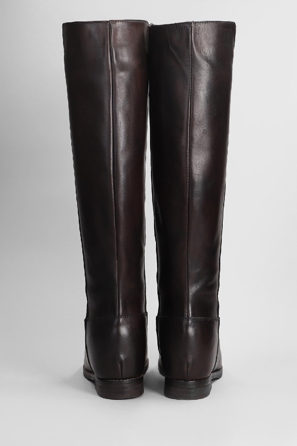 Deliberti Julie Dee Stivali Tacco Basso In Pelle Testa Di Moro Cod. 406765 - Deliberti The Luxury Shopping