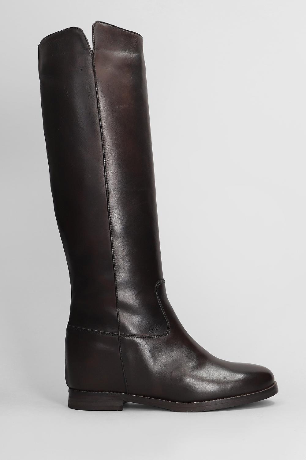Deliberti Julie Dee Stivali tacco basso in pelle testa di moro cod. 406765 - Deliberti The Luxury Shopping