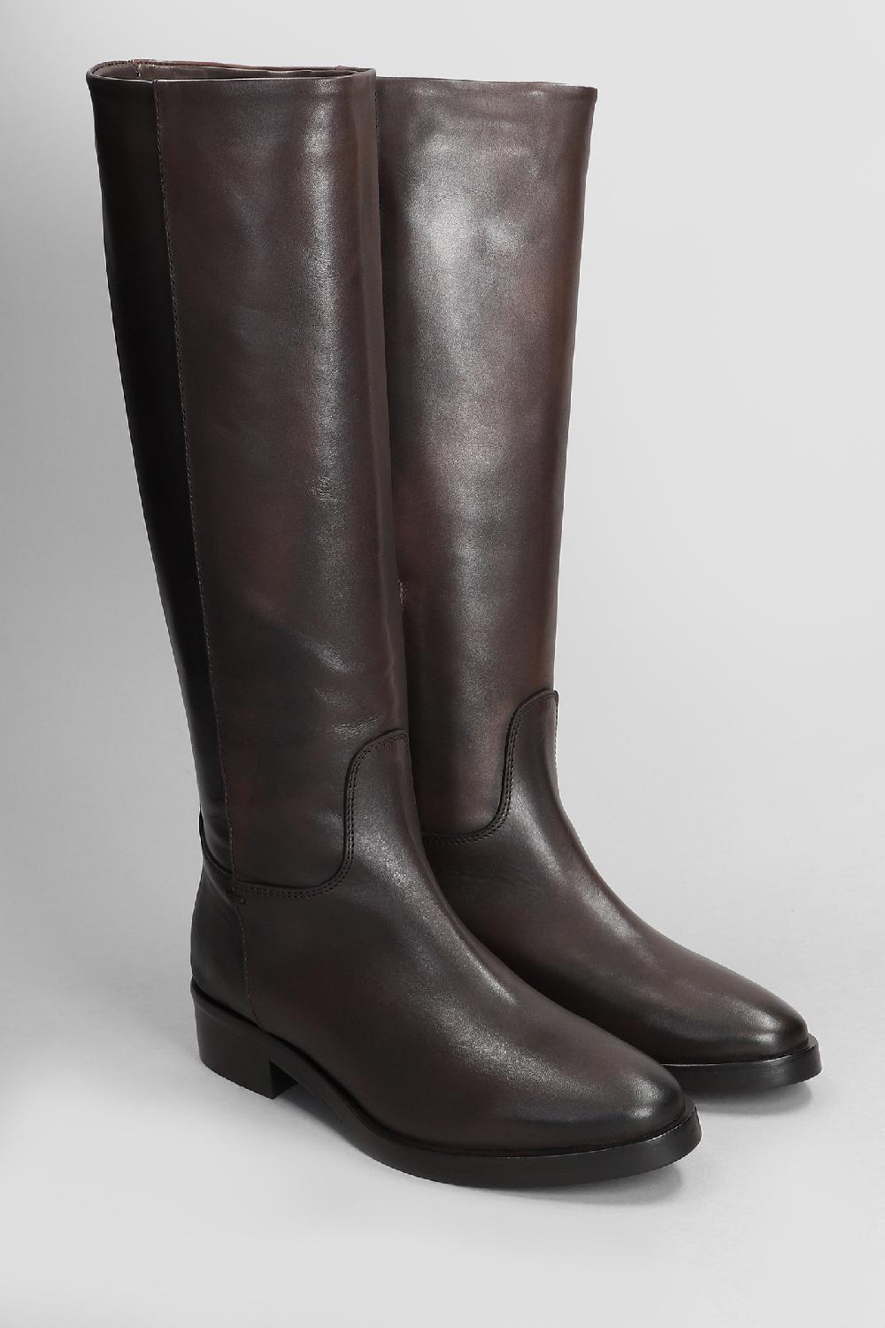Deliberti Julie Dee Stivali Tacco Basso In Pelle Testa Di Moro Cod. 407329 - Deliberti The Luxury Shopping