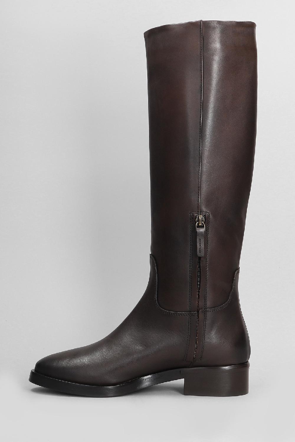 Deliberti Julie Dee Stivali Tacco Basso In Pelle Testa Di Moro Cod. 407329 - Deliberti The Luxury Shopping