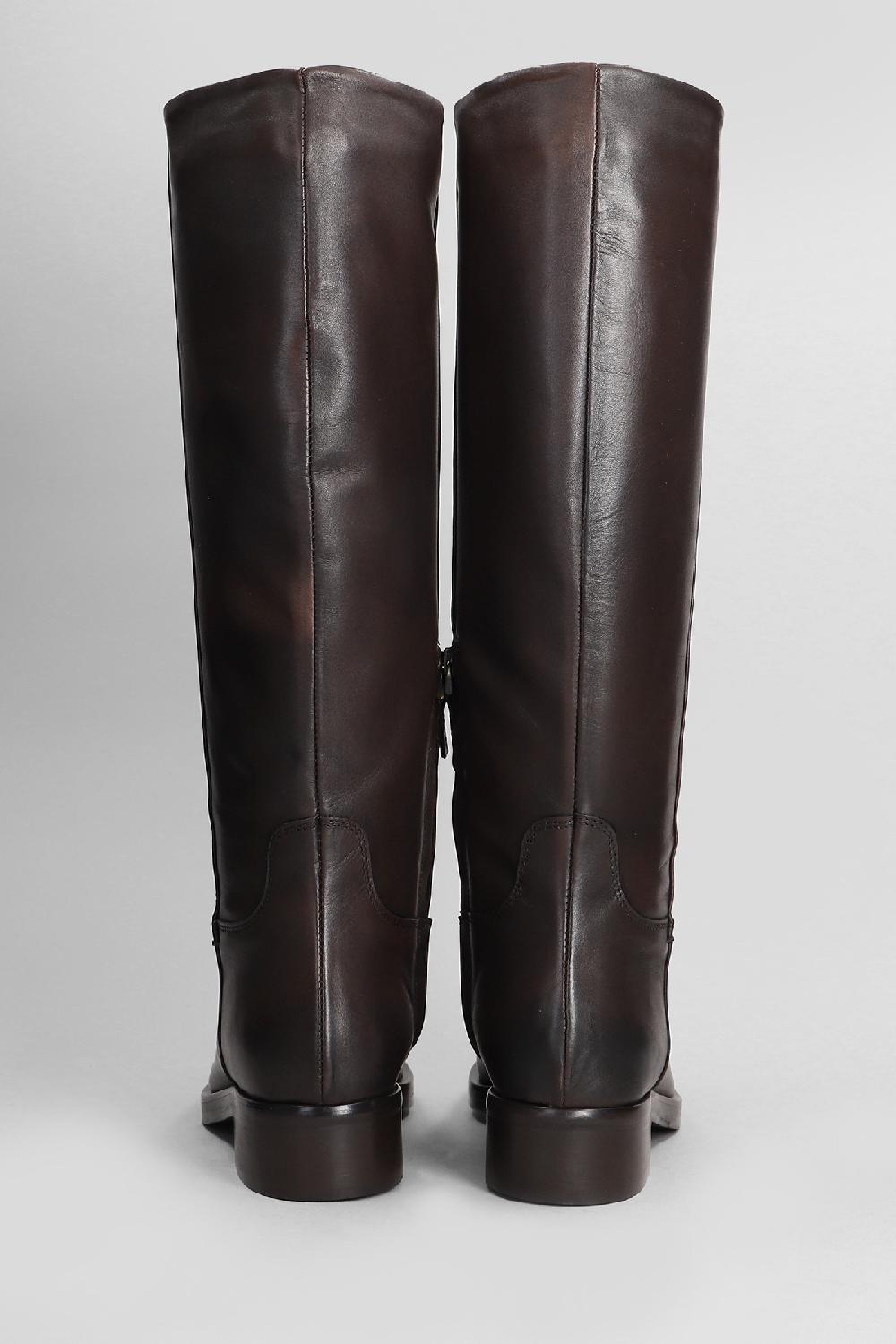 Deliberti Julie Dee Stivali Tacco Basso In Pelle Testa Di Moro Cod. 407329 - Deliberti The Luxury Shopping