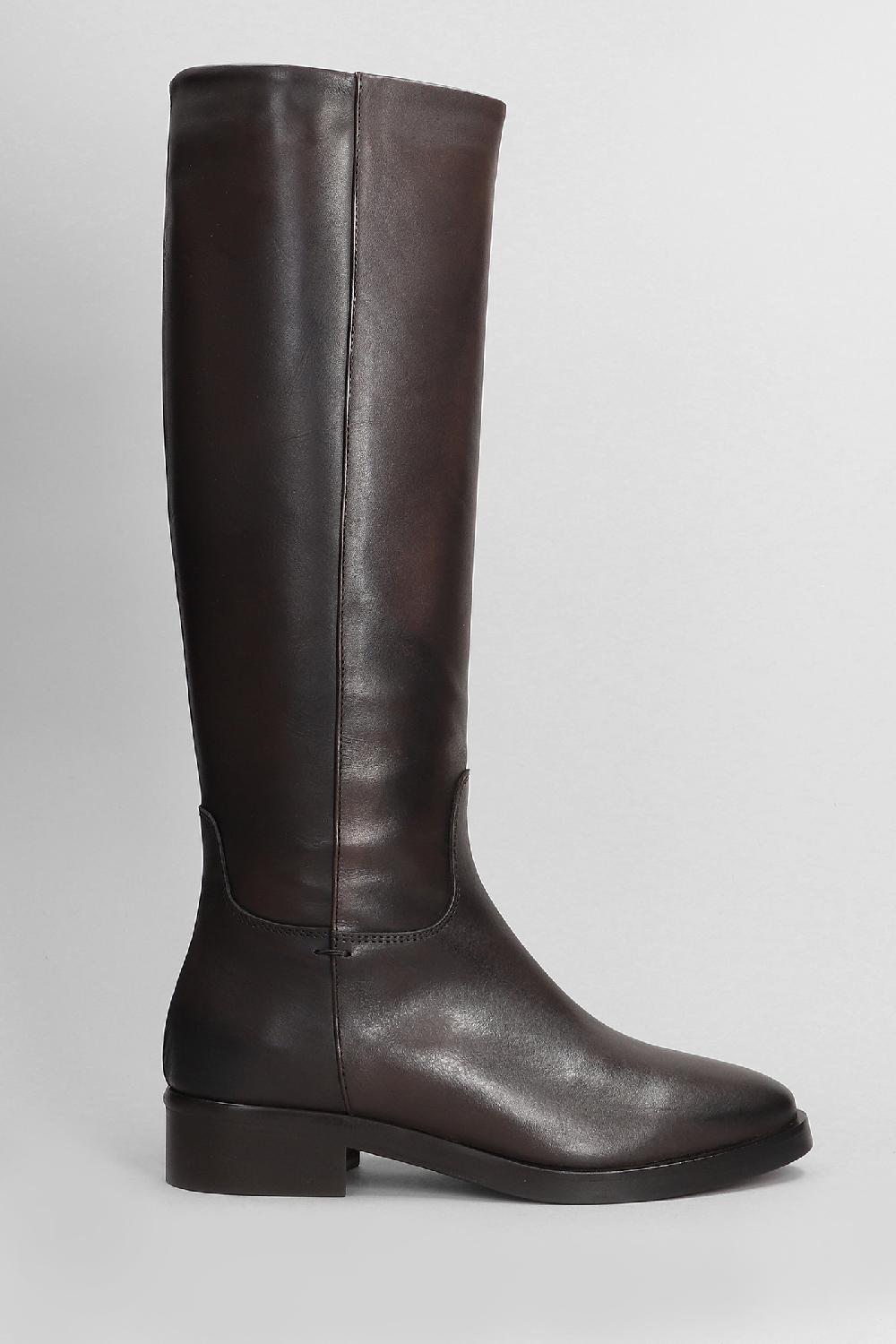 Deliberti Julie Dee Stivali tacco basso in pelle testa di moro cod. 407329 - Deliberti The Luxury Shopping