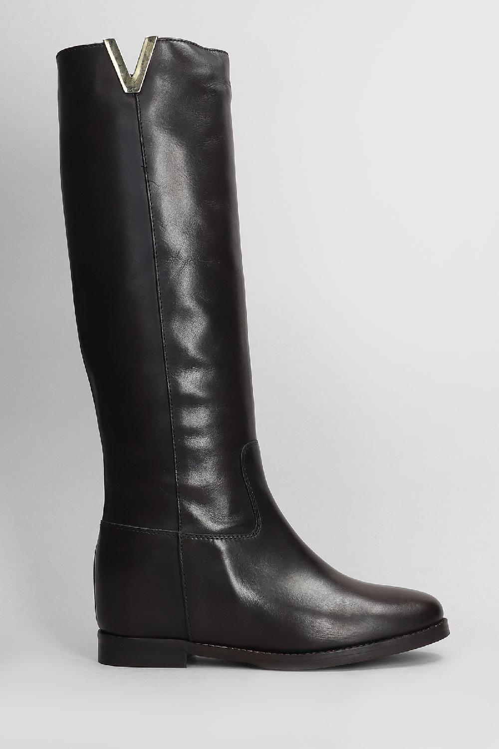 Deliberti Julie Dee Stivali tacco basso in pelle testa di moro cod. 406898 - Deliberti The Luxury Shopping