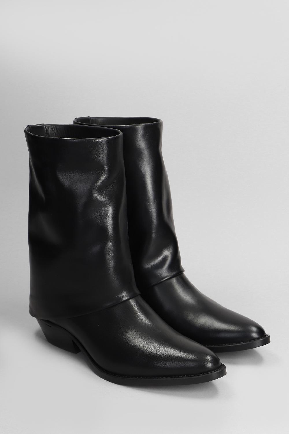 Deliberti Julie Dee Tronchetti Texani In Pelle Nera Cod. 409070 - Deliberti The Luxury Shopping