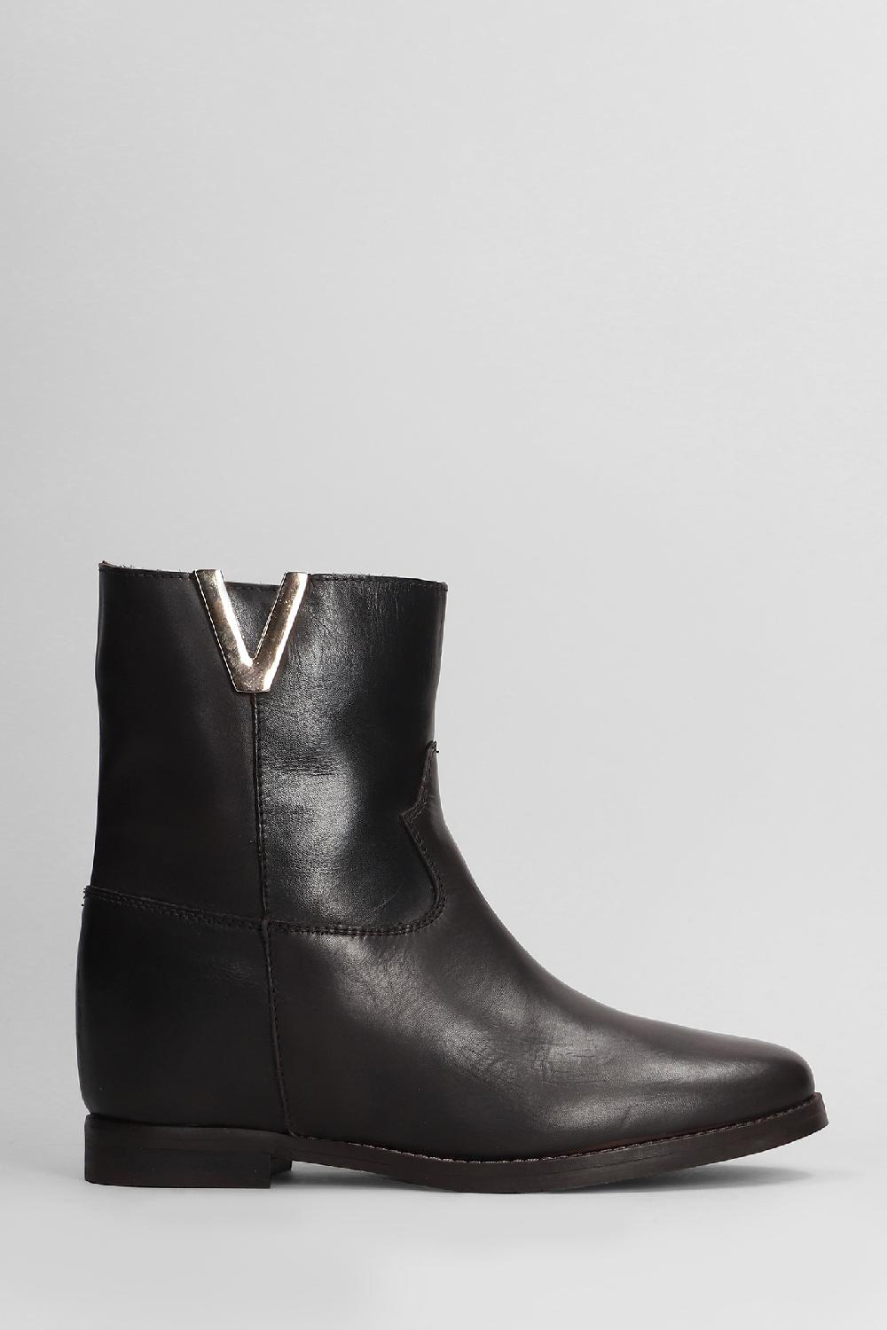 Deliberti Julie Dee Tronchetti texani in pelle testa di moro cod. 406764 - Deliberti The Luxury Shopping