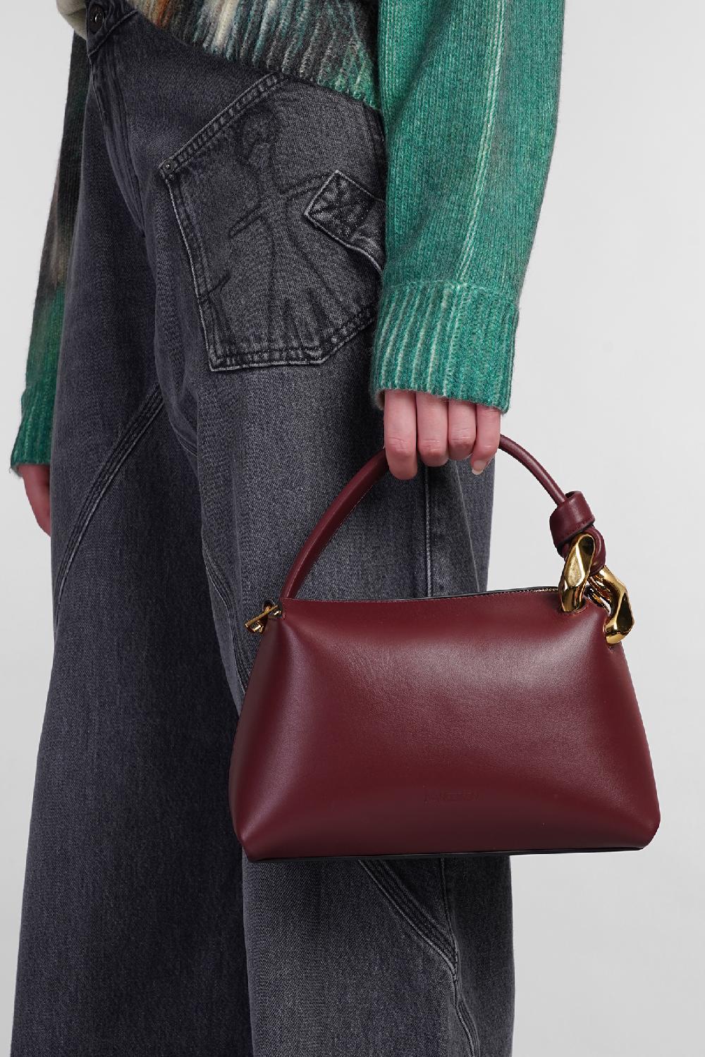 Deliberti JW Anderson Borsa A Spalla Corner In Pelle Bordeaux Cod. 402555 - Deliberti The Luxury Shopping