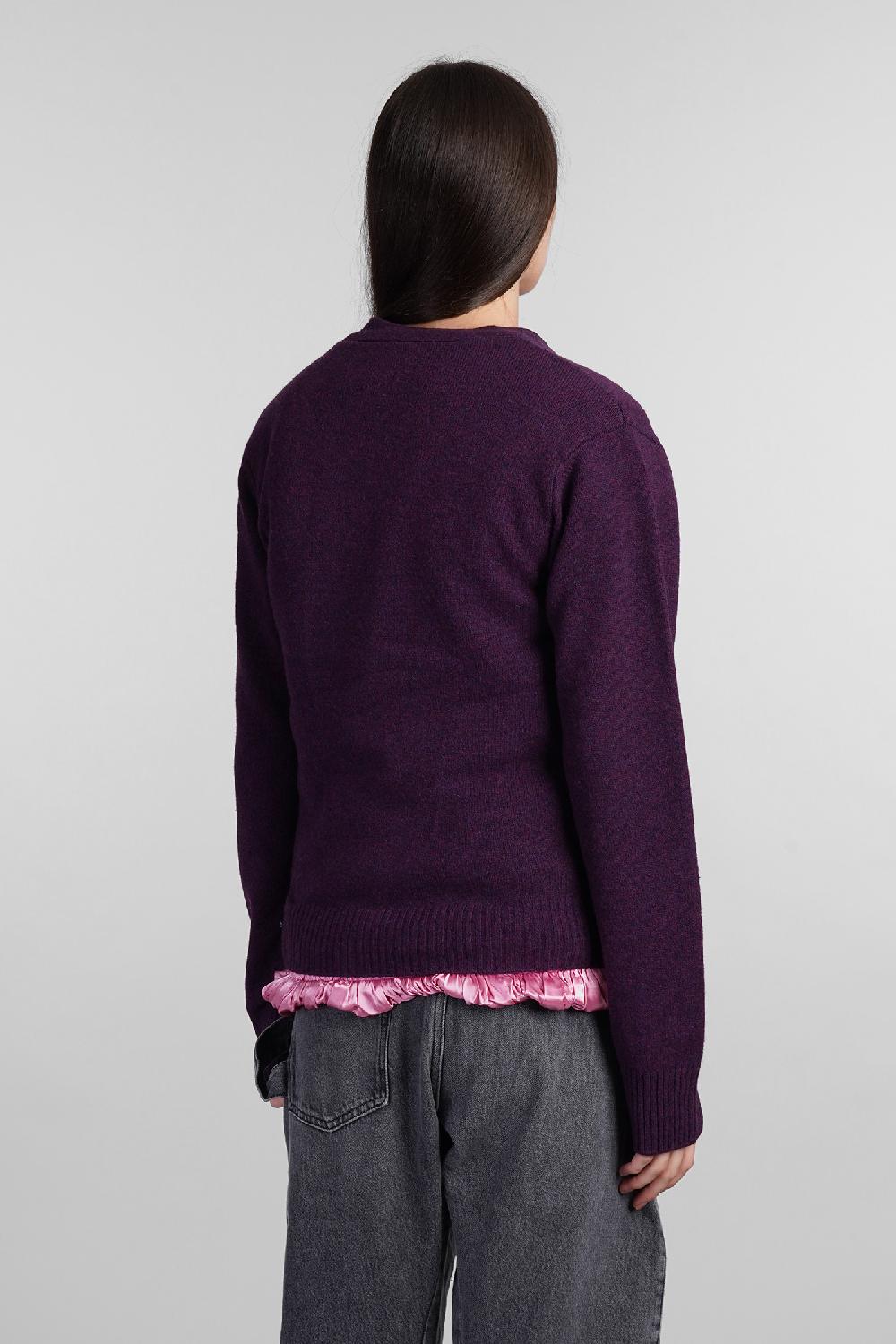 Deliberti JW Anderson Cardigan In Lana Viola Cod. 404093 - Deliberti The Luxury Shopping