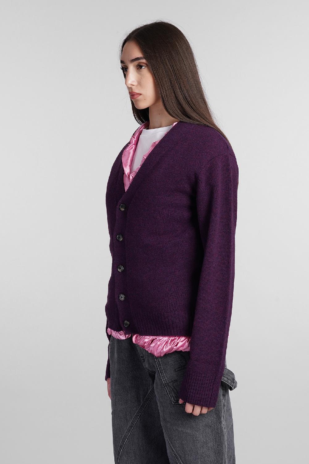 Deliberti JW Anderson Cardigan In Lana Viola Cod. 404093 - Deliberti The Luxury Shopping