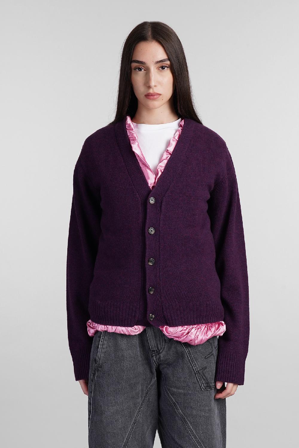 Deliberti JW Anderson Cardigan in lana viola cod. 404093 - Deliberti The Luxury Shopping