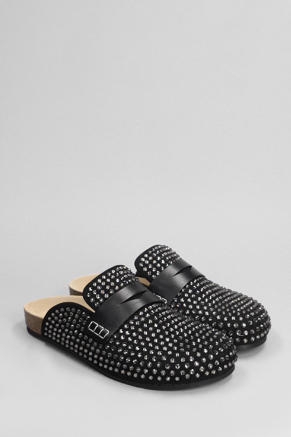 Deliberti JW Anderson Slipper-mule Loafer Crystal In Camoscio Nero Cod. 402403 - Deliberti The Luxury Shopping