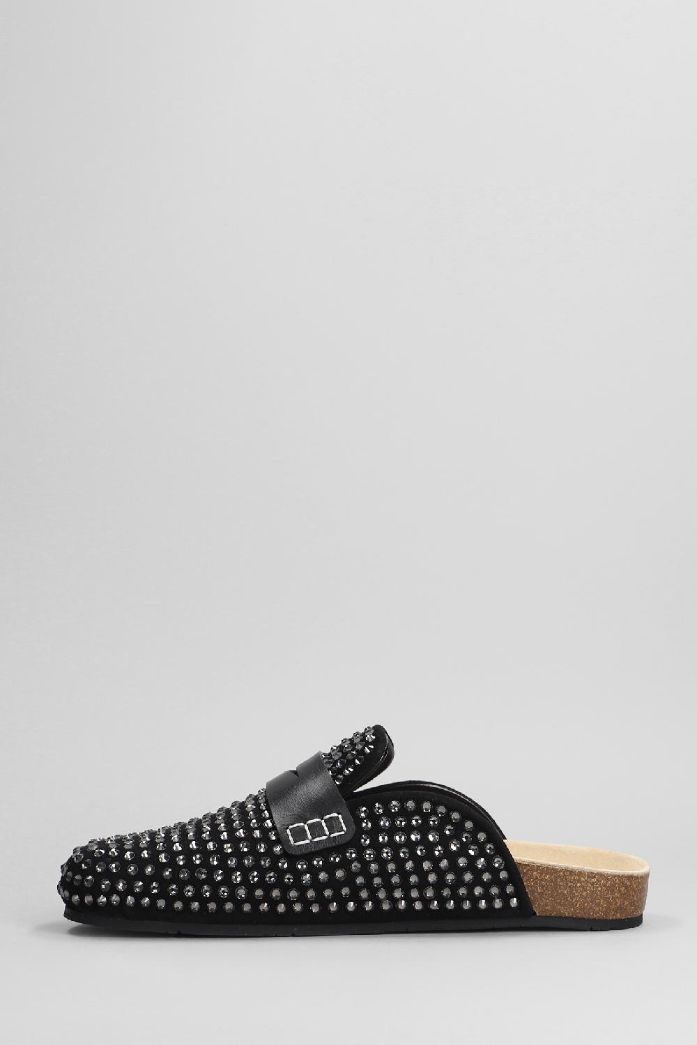 Deliberti JW Anderson Slipper-mule Loafer Crystal In Camoscio Nero Cod. 402403 - Deliberti The Luxury Shopping