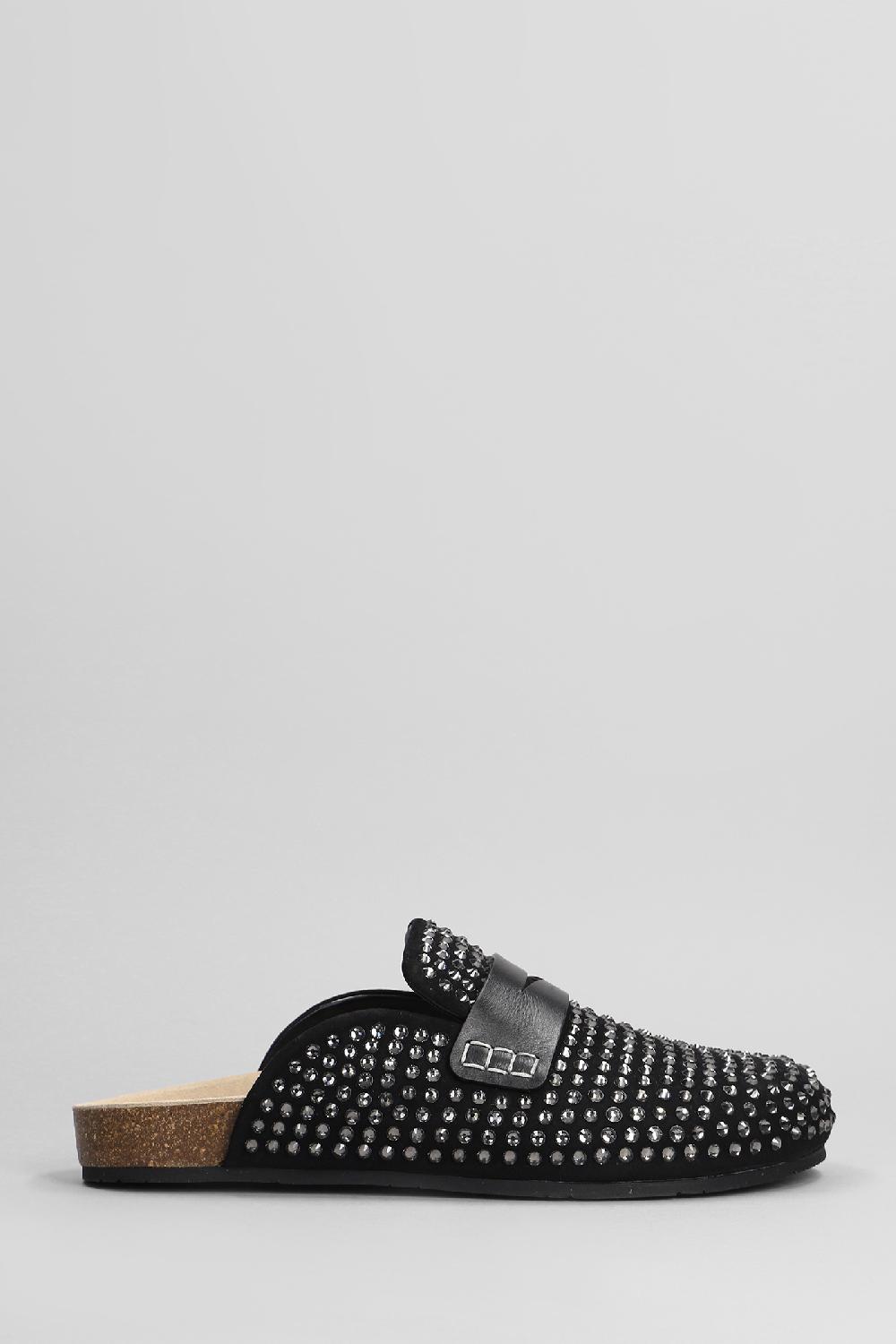 Deliberti JW Anderson Slipper-mule loafer crystal in camoscio nero cod. 402403 - Deliberti The Luxury Shopping