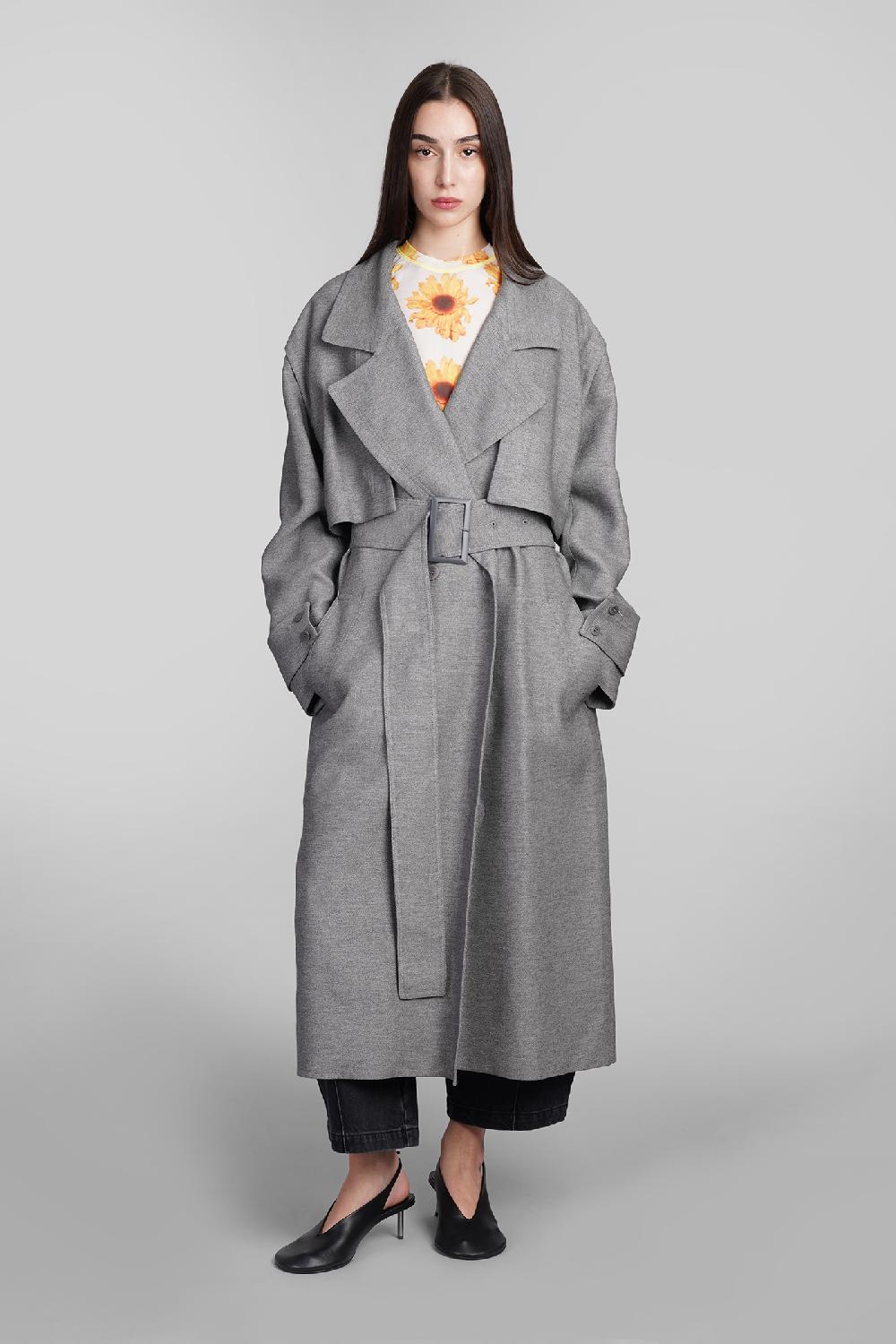 Deliberti JW Anderson Trench in viscosa grigia cod. 410004 - Deliberti The Luxury Shopping