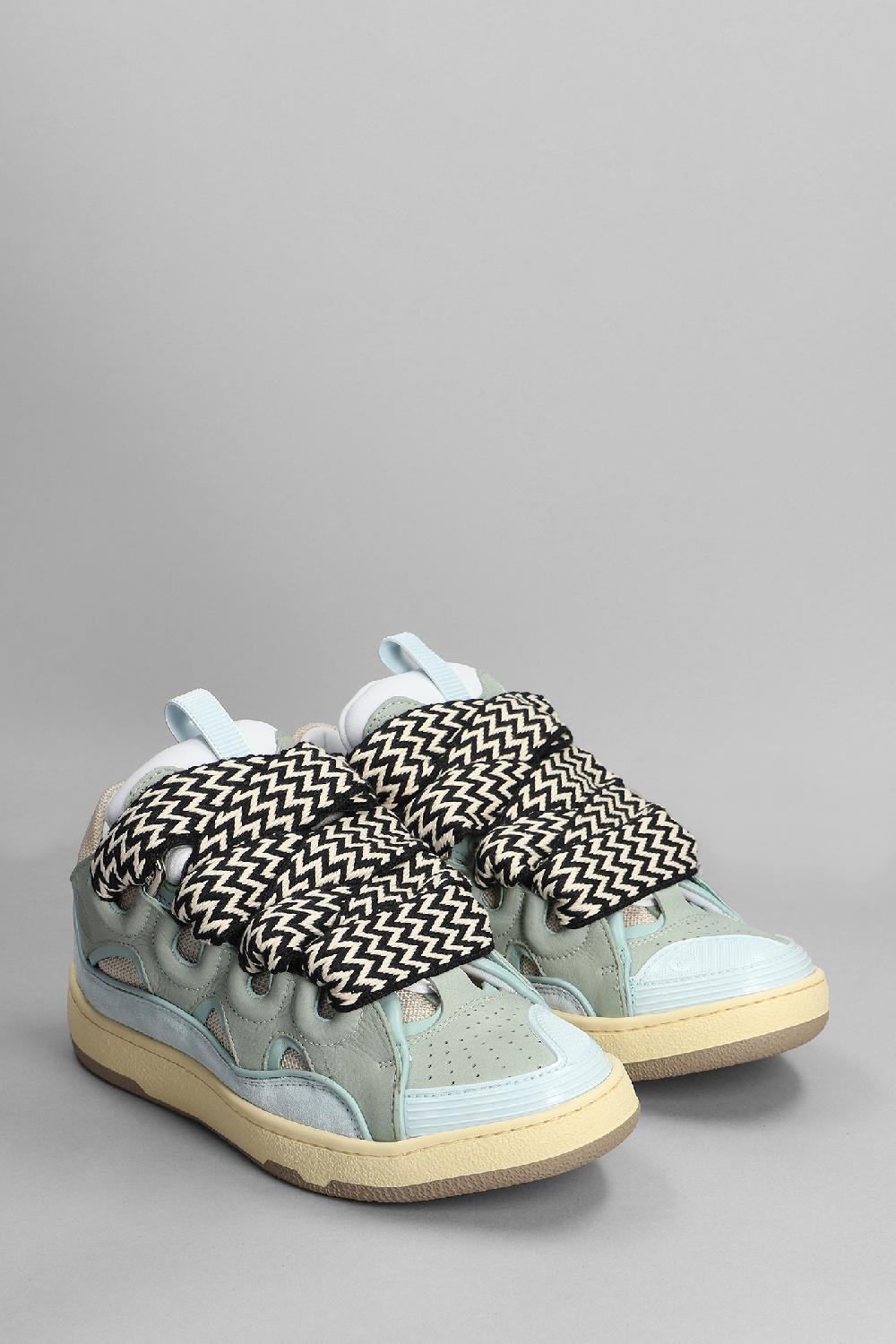 Deliberti Lanvin Sneakers Curb In Pelle E Camoscio Celeste Cod. 364933 - Deliberti The Luxury Shopping