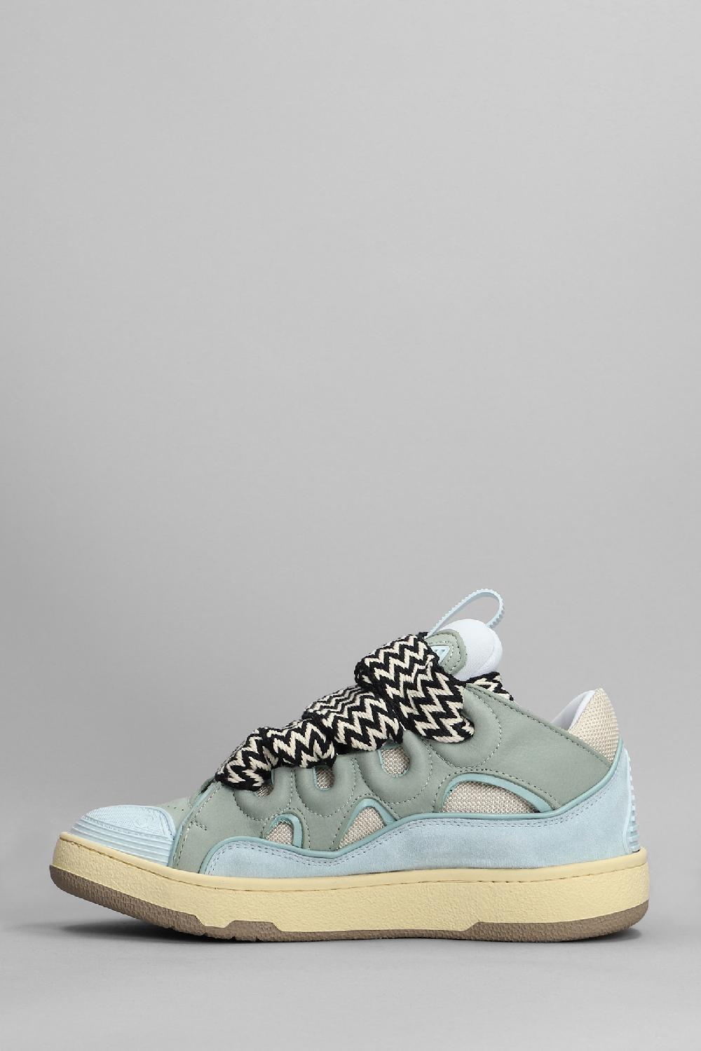 Deliberti Lanvin Sneakers Curb In Pelle E Camoscio Celeste Cod. 364933 - Deliberti The Luxury Shopping