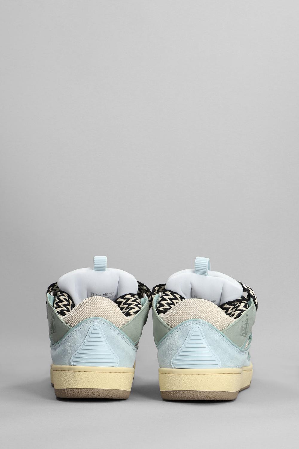 Deliberti Lanvin Sneakers Curb In Pelle E Camoscio Celeste Cod. 364933 - Deliberti The Luxury Shopping