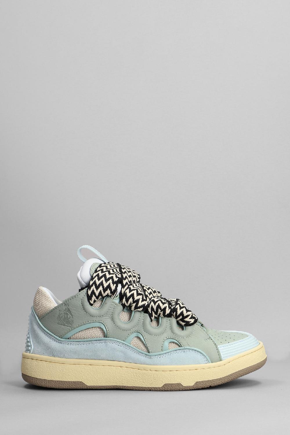 Deliberti Lanvin Sneakers curb in pelle e camoscio celeste cod. 364933 - Deliberti The Luxury Shopping