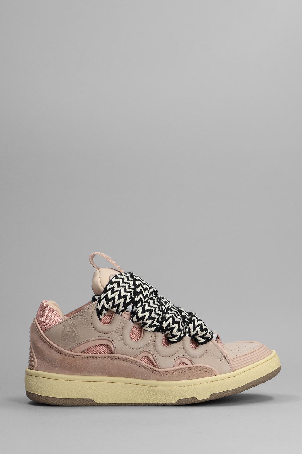 Deliberti Lanvin Sneakers curb in pelle e camoscio rosa cod. 366546 - Deliberti The Luxury Shopping