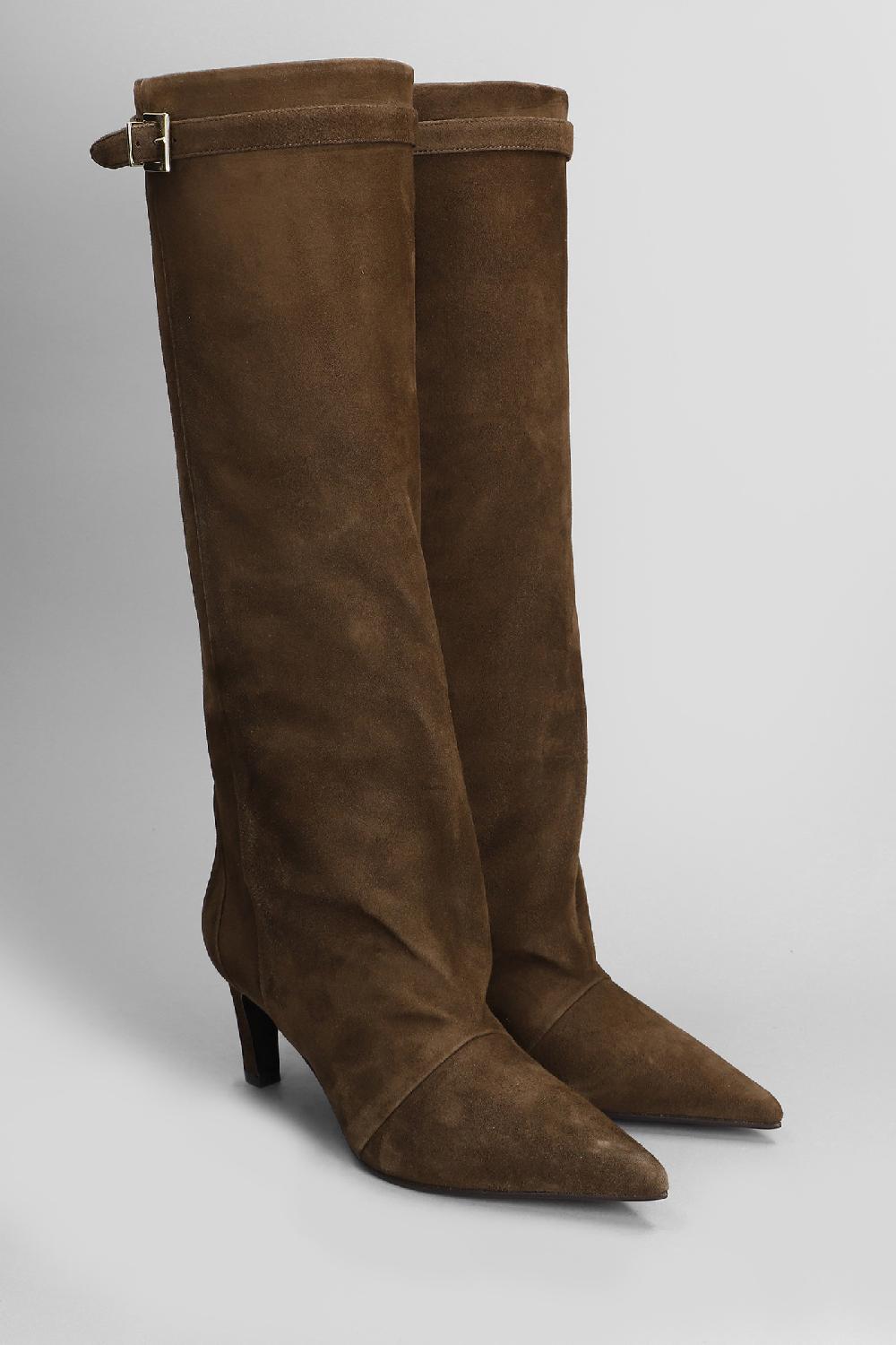Deliberti Lella Baldi Stivali Tacco Alto In Camoscio Marrone Cod. 408807 - Deliberti The Luxury Shopping