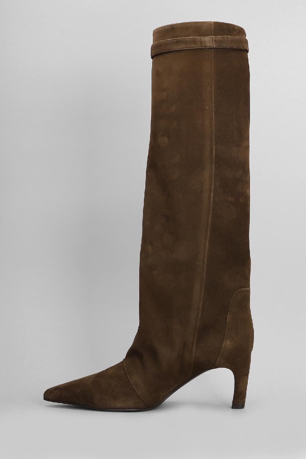 Deliberti Lella Baldi Stivali Tacco Alto In Camoscio Marrone Cod. 408807 - Deliberti The Luxury Shopping