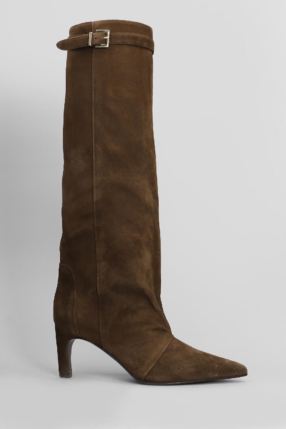 Deliberti Lella Baldi Stivali tacco alto in camoscio marrone cod. 408807 - Deliberti The Luxury Shopping