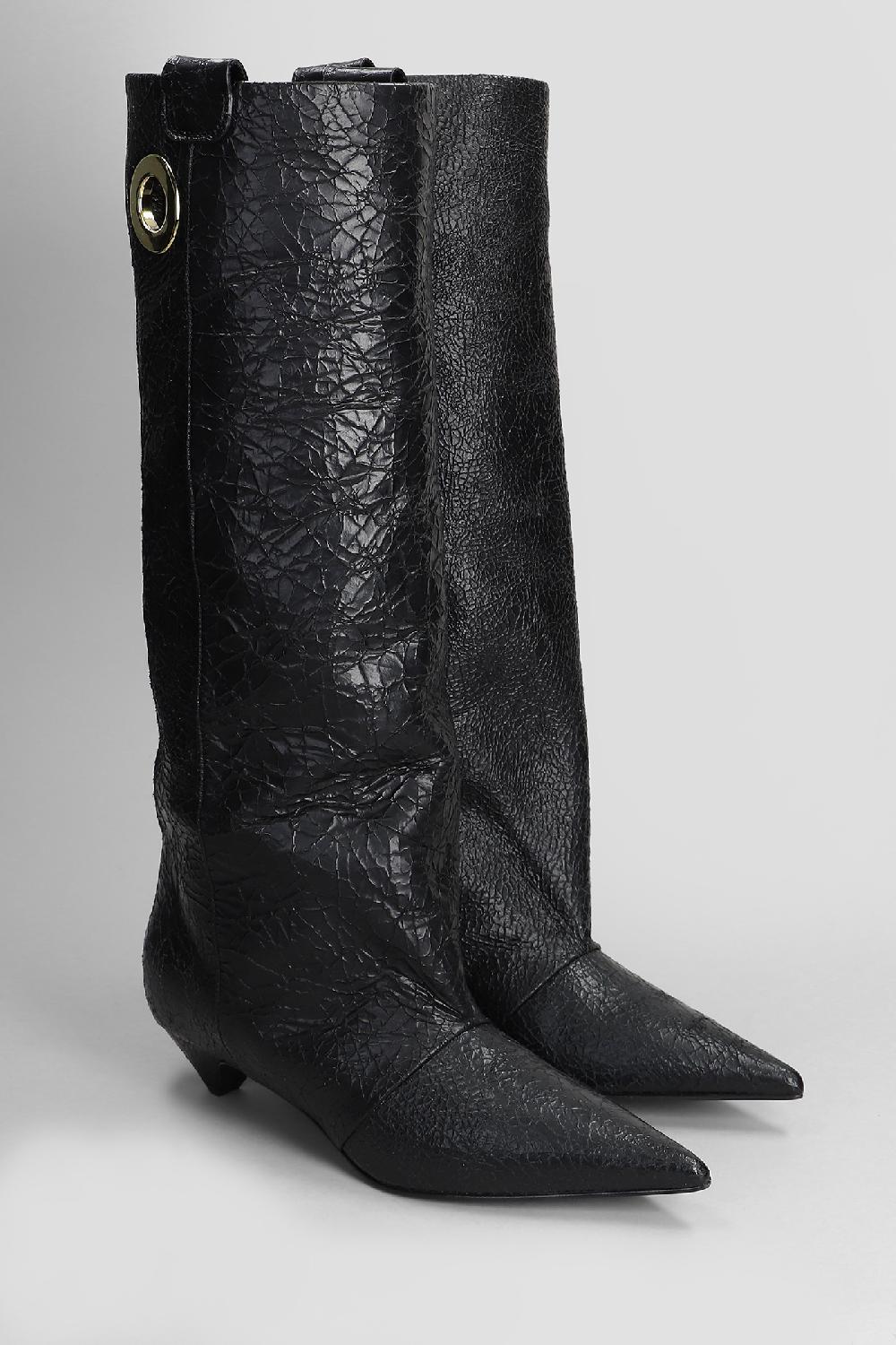 Deliberti Lella Baldi Stivali Tacco Basso In Pelle Nera Cod. 409774 - Deliberti The Luxury Shopping