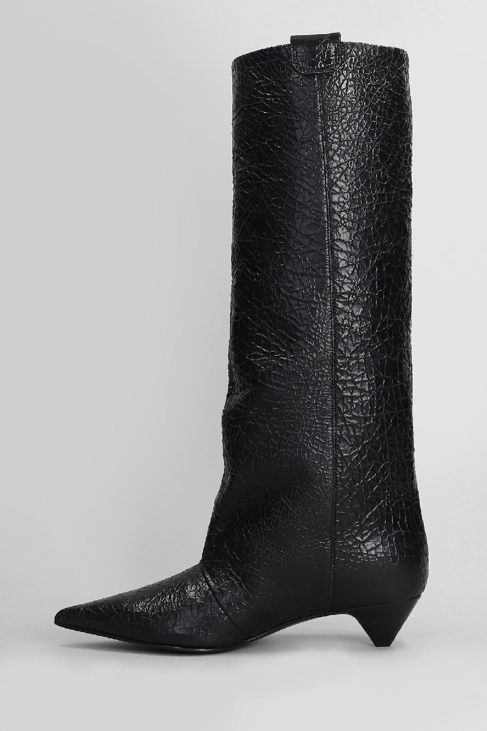 Deliberti Lella Baldi Stivali Tacco Basso In Pelle Nera Cod. 409774 - Deliberti The Luxury Shopping