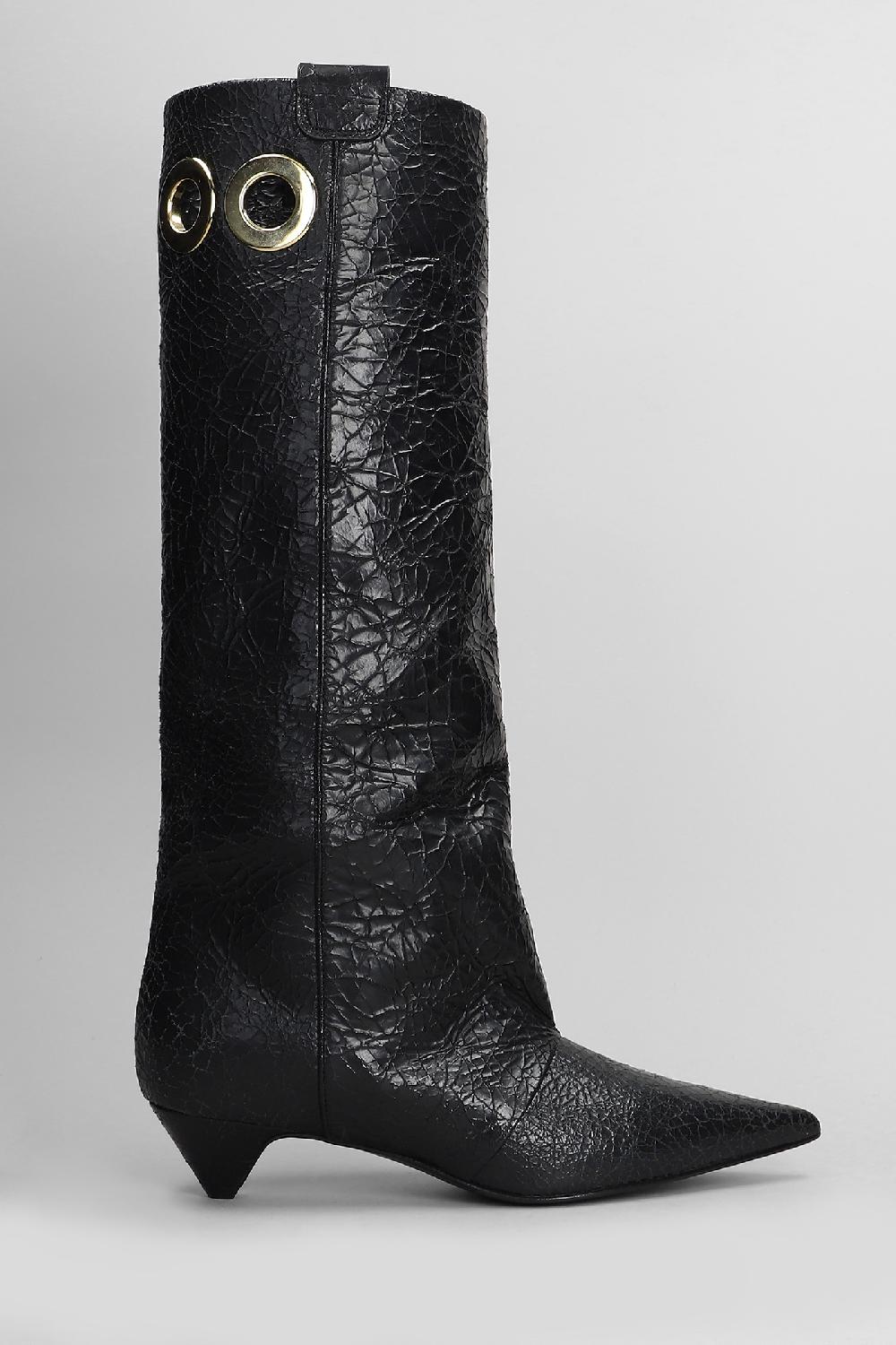 Deliberti Lella Baldi Stivali tacco basso in pelle nera cod. 409774 - Deliberti The Luxury Shopping