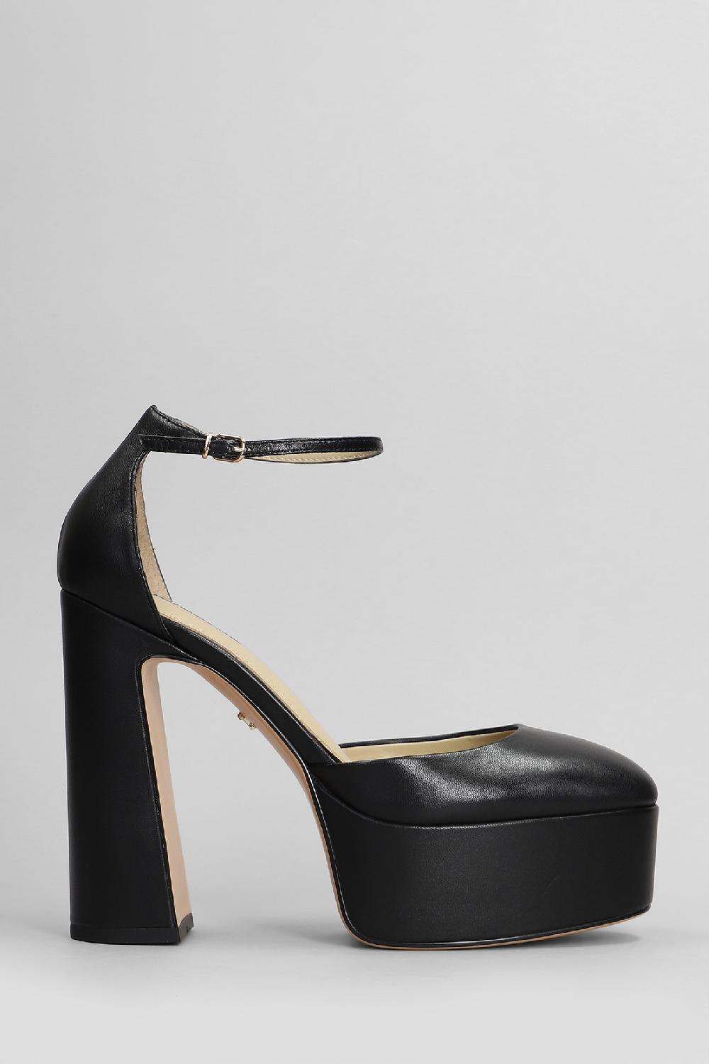 Deliberti Lola Cruz Sandali rots in pelle nera cod. 407284 - Deliberti The Luxury Shopping