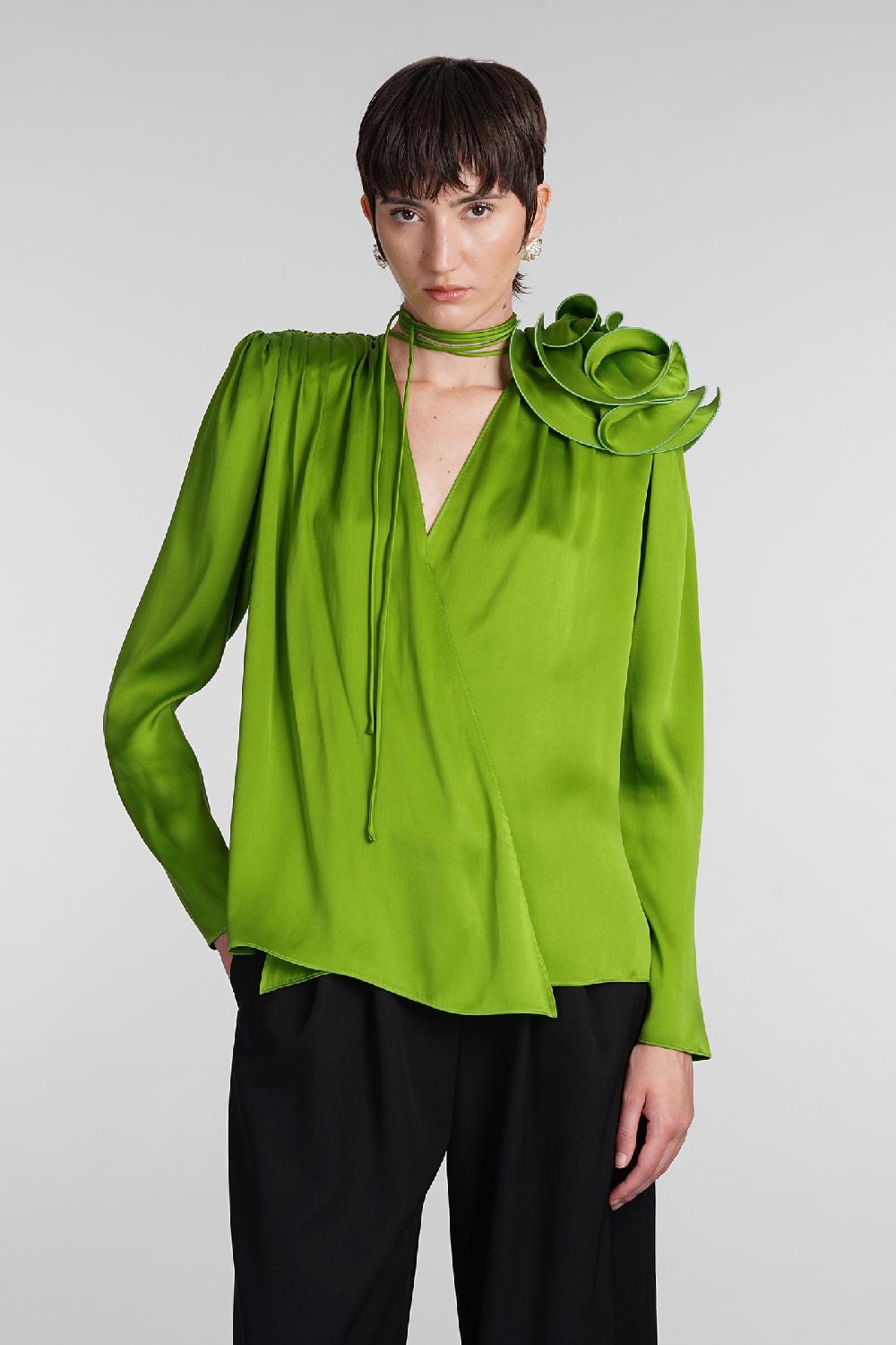 Deliberti Magda Butrym Blusa in seta verde cod. 408064 - Deliberti The Luxury Shopping