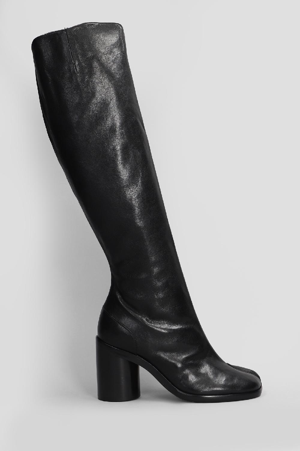 Deliberti Maison Margiela Stivali tacco alto tabi in pelle nera cod. 406294 - Deliberti The Luxury Shopping
