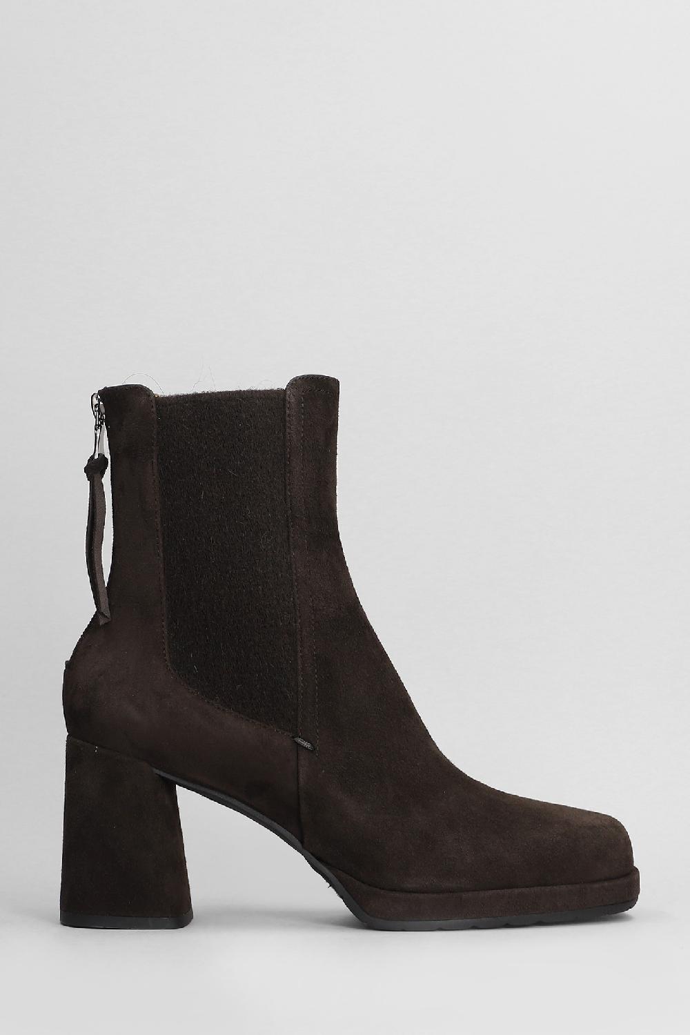 Deliberti Mara bini Tronchetti tacco alto in camoscio testa di moro cod. 407221 - Deliberti The Luxury Shopping