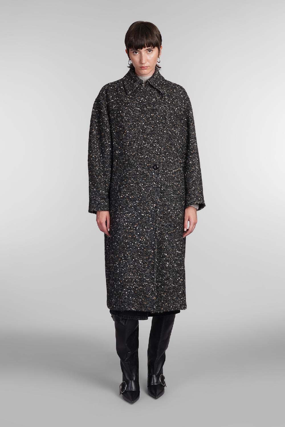 Deliberti Marant Etoile Cappotto horia in lana nera cod. 405183 - Deliberti The Luxury Shopping