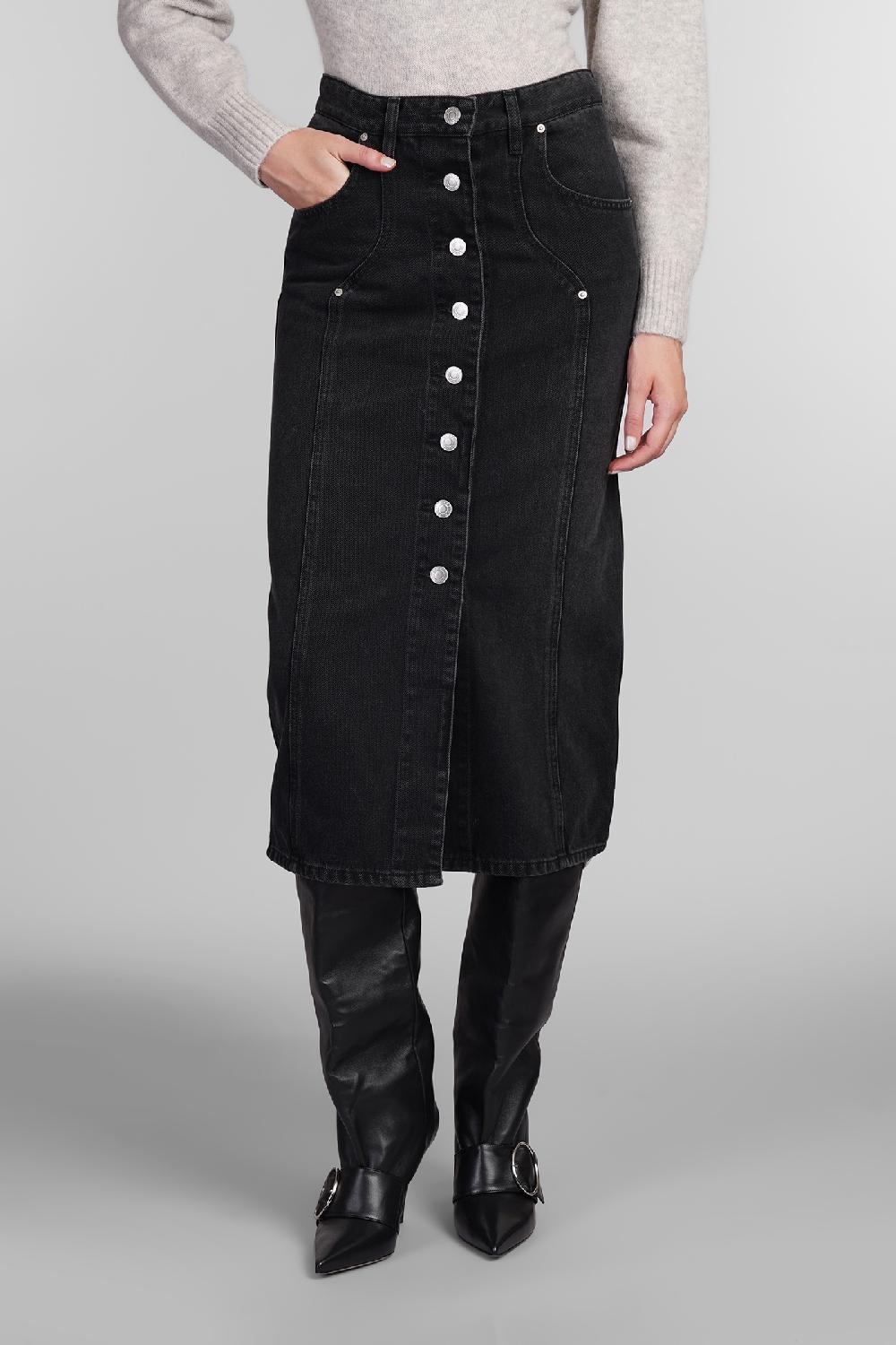 Deliberti Marant Etoile Gonna vandy in cotone nero cod. 405175 - Deliberti The Luxury Shopping