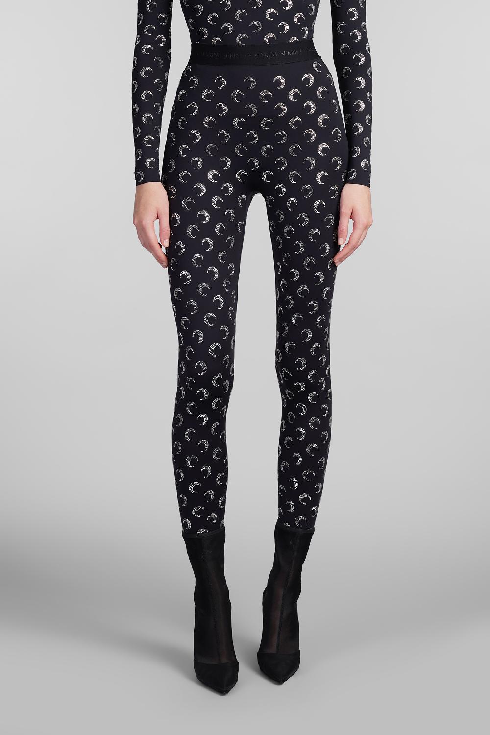 Deliberti Marine Serre Leggings in poliammide nera cod. 409186 - Deliberti The Luxury Shopping