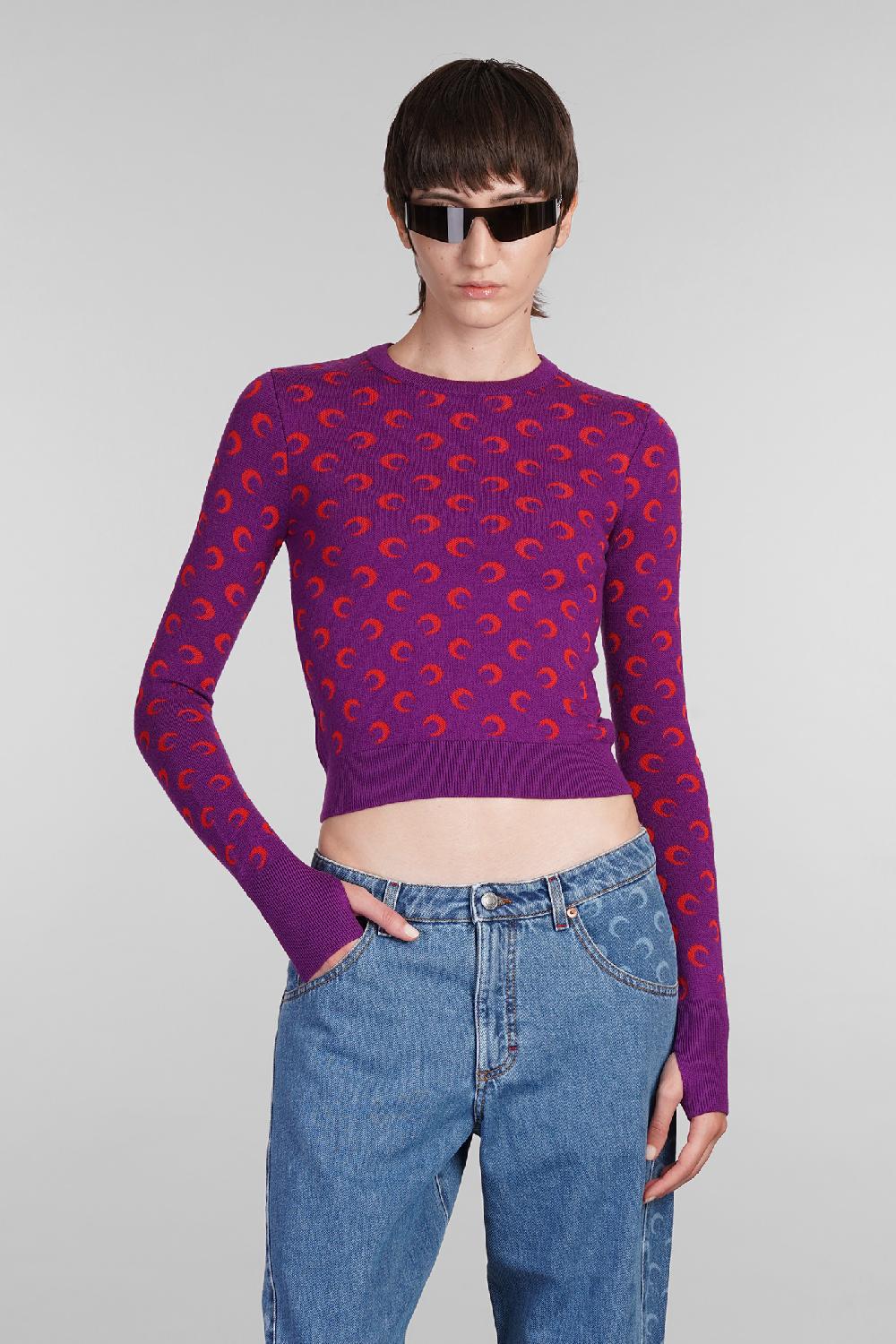 Deliberti Marine Serre Maglia in lana viola cod. 404675 - Deliberti The Luxury Shopping