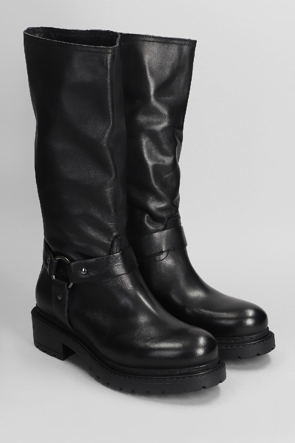 Deliberti Metisse Stivali Tacco Basso In Pelle Nera Cod. 403177 - Deliberti The Luxury Shopping