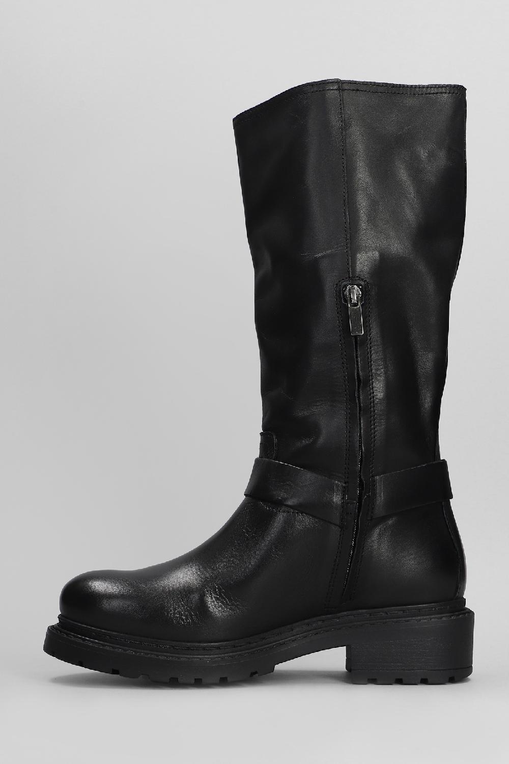 Deliberti Metisse Stivali Tacco Basso In Pelle Nera Cod. 403177 - Deliberti The Luxury Shopping