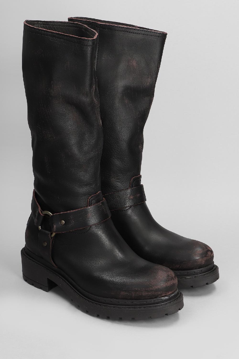 Deliberti Metisse Stivali Tacco Basso In Pelle Testa Di Moro Cod. 403176 - Deliberti The Luxury Shopping