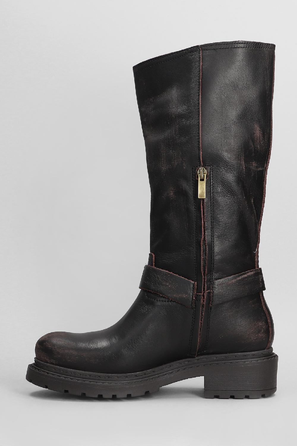 Deliberti Metisse Stivali Tacco Basso In Pelle Testa Di Moro Cod. 403176 - Deliberti The Luxury Shopping