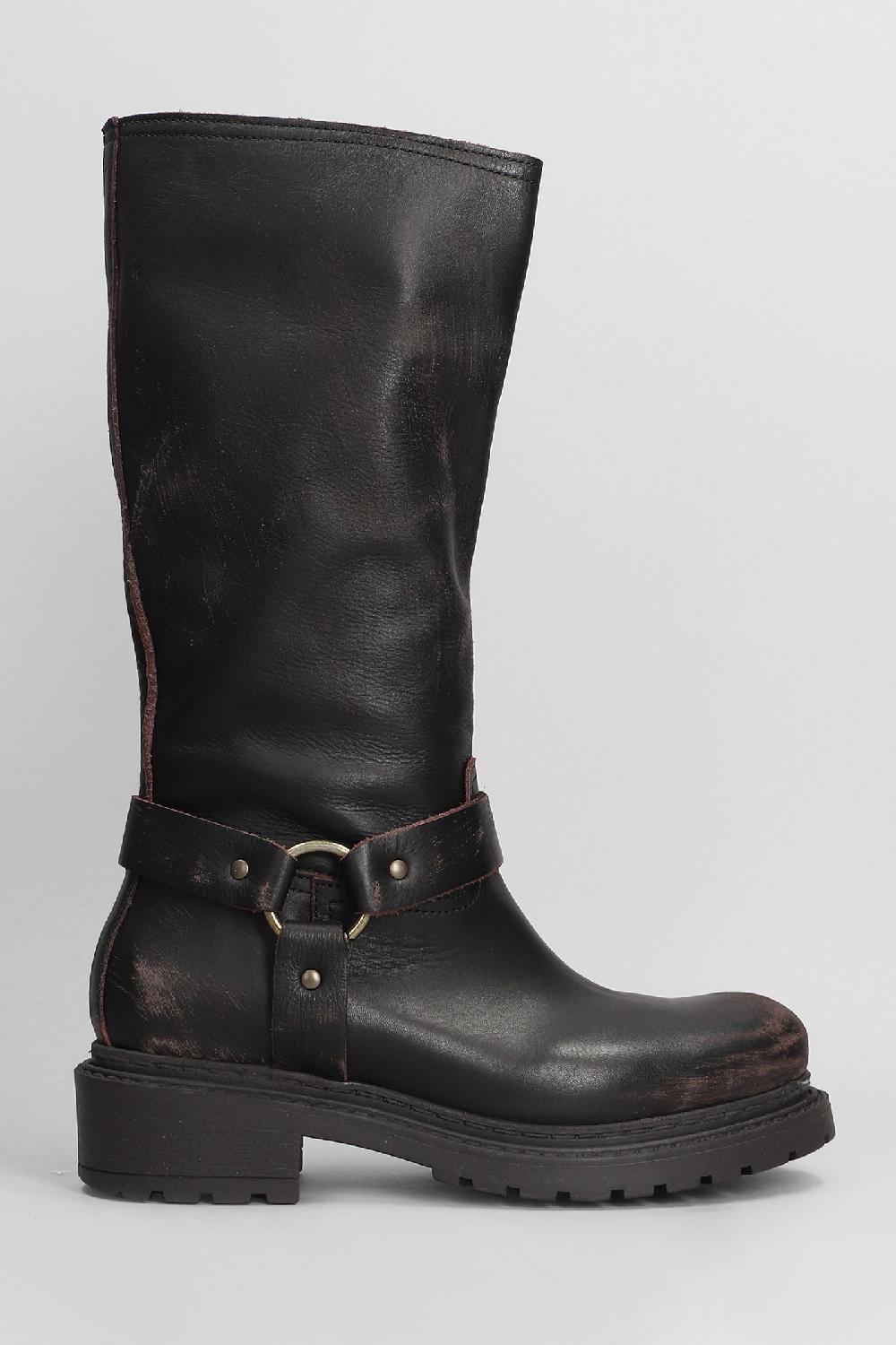 Deliberti Metisse Stivali tacco basso in pelle testa di moro cod. 403176 - Deliberti The Luxury Shopping