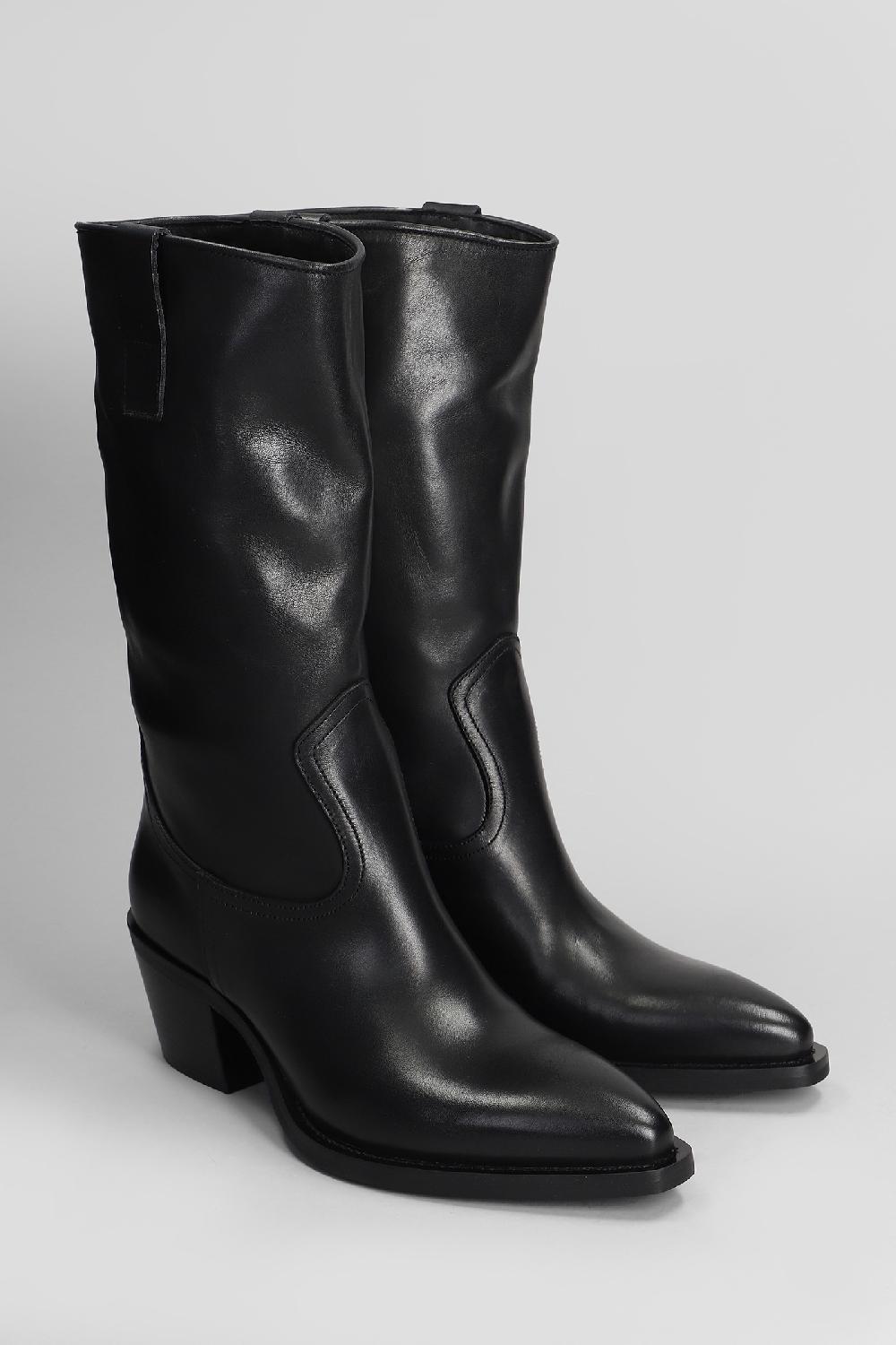 Deliberti Metisse Tronchetti Texani In Pelle Nera Cod. 407426 - Deliberti The Luxury Shopping