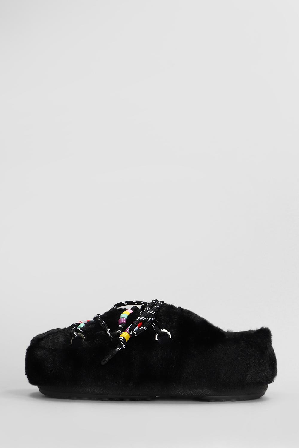 Deliberti Moon Boot Slipper-mule Mb Mule Faux Fur In Eco Pelliccia Nera Cod. 408968 - Deliberti The Luxury Shopping