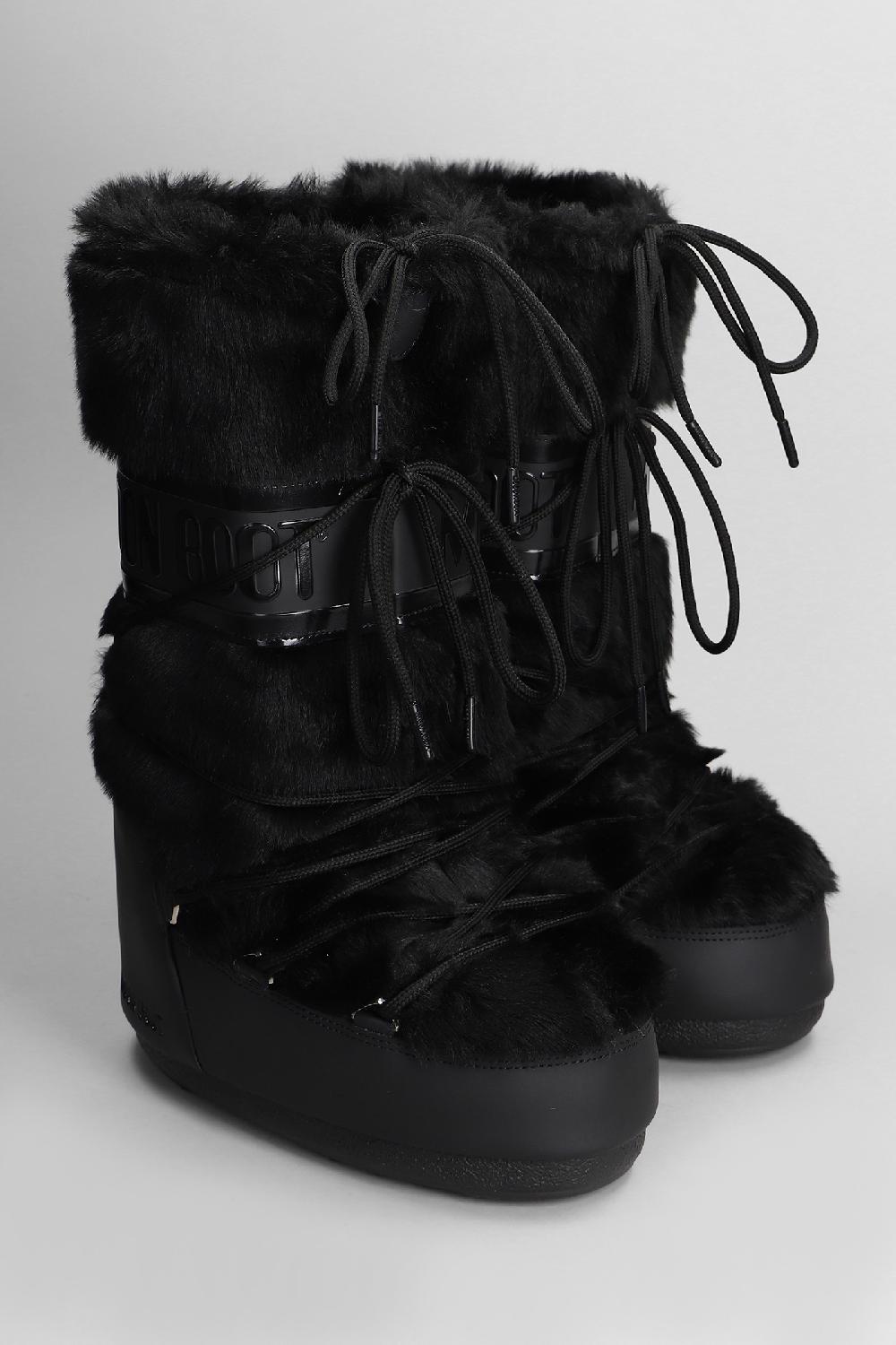 Deliberti Moon Boot Tronchetti Tacco Basso Mb Icon Faux Fur In Eco Pelliccia Nera Cod. 408758 - Deliberti The Luxury Shopping