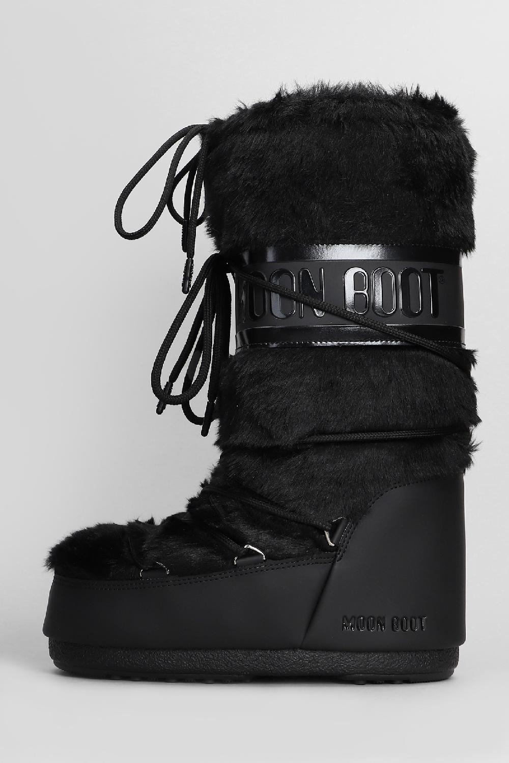 Deliberti Moon Boot Tronchetti Tacco Basso Mb Icon Faux Fur In Eco Pelliccia Nera Cod. 408758 - Deliberti The Luxury Shopping
