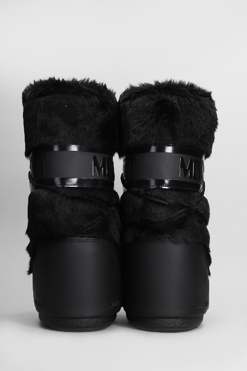 Deliberti Moon Boot Tronchetti Tacco Basso Mb Icon Faux Fur In Eco Pelliccia Nera Cod. 408758 - Deliberti The Luxury Shopping