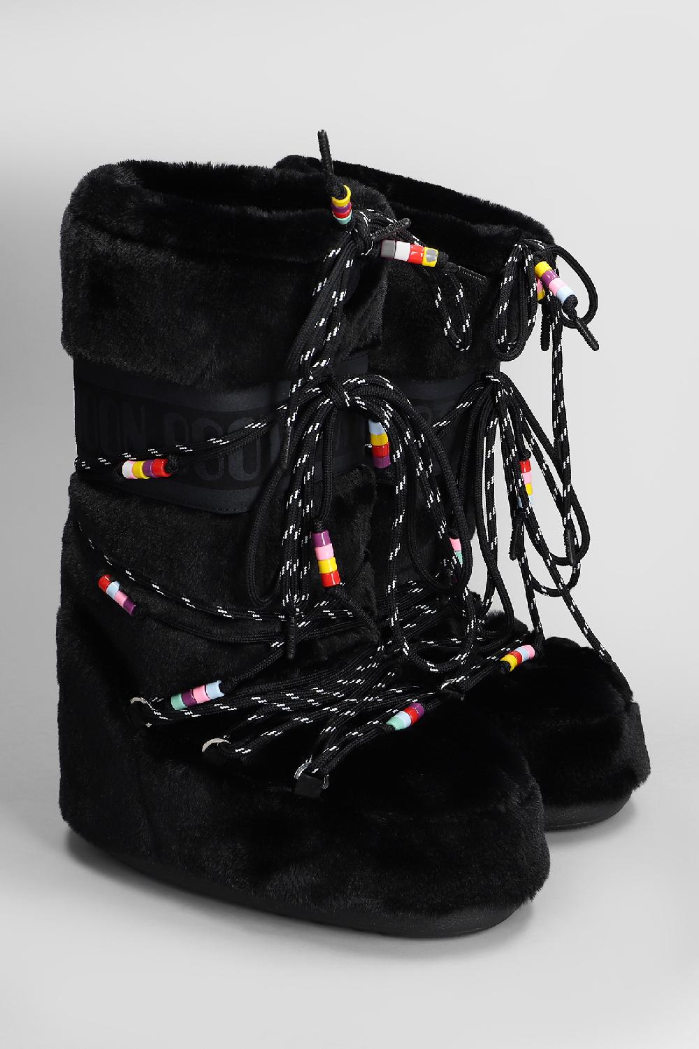 Deliberti Moon Boot Tronchetti Tacco Basso Mb Icon Faux Fur In Eco Pelliccia Nera Cod. 408788 - Deliberti The Luxury Shopping