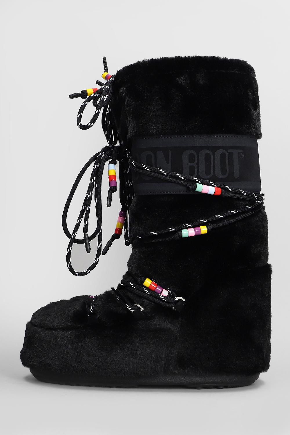 Deliberti Moon Boot Tronchetti Tacco Basso Mb Icon Faux Fur In Eco Pelliccia Nera Cod. 408788 - Deliberti The Luxury Shopping